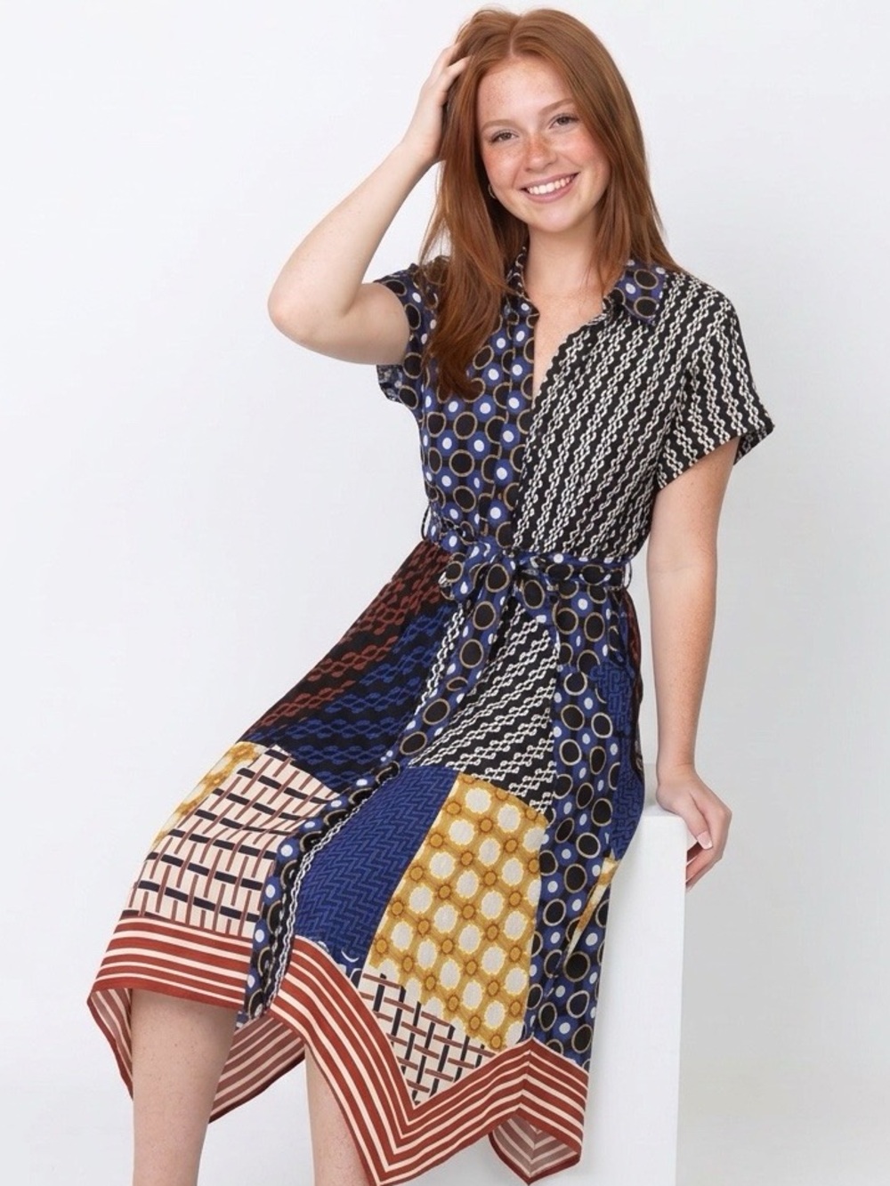 Anthropologie Maeve Patchwork Handkerchief Midi Dress NWT S